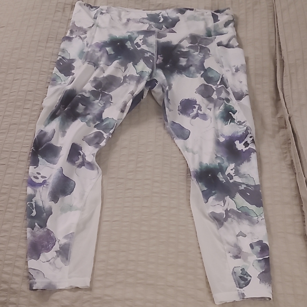 Athleta White and Purple Patterned Leggings